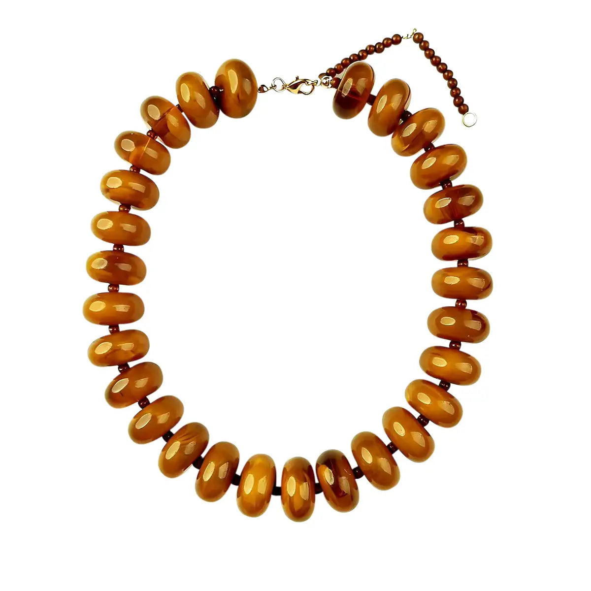 Necklace with brown beads on a white background