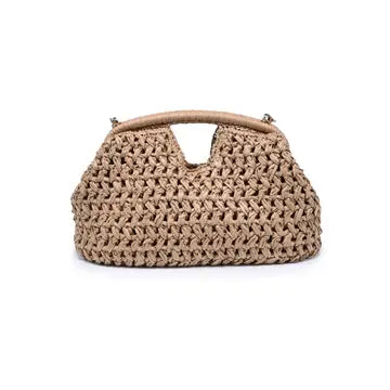 Knotted texture metallic flair crossbody bag in brown with removable gold-tone chain strap
