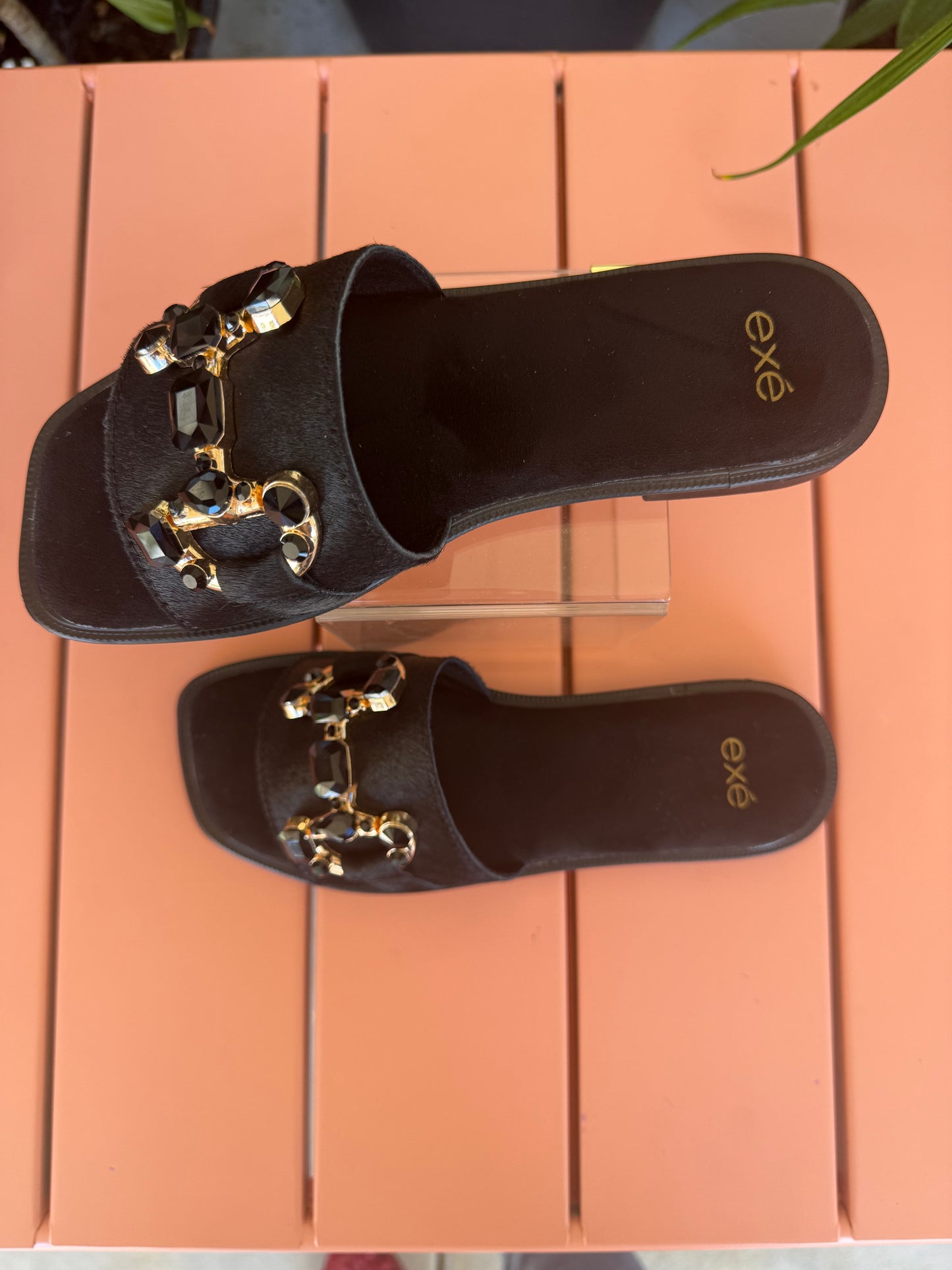 Barbara Black Pony Hair Flat Sandal - The Spark Boutique