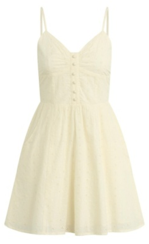 Cream-colored slip dress on a white background