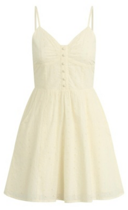 Cream-colored slip dress on a white background