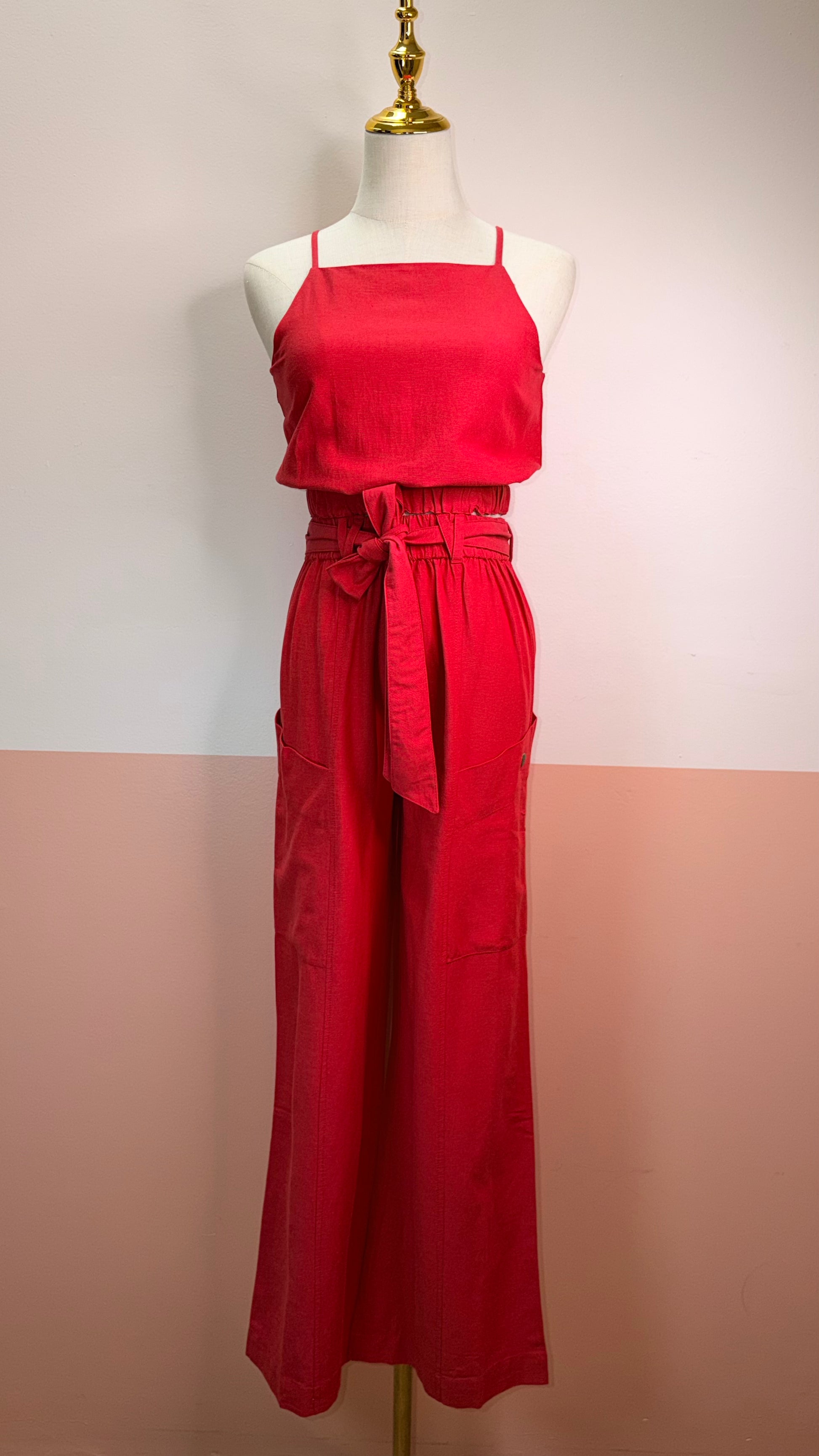 Denise Square Boxed Top - The Spark Boutique- Red Top - Elastic bottom.  Cherry Red 