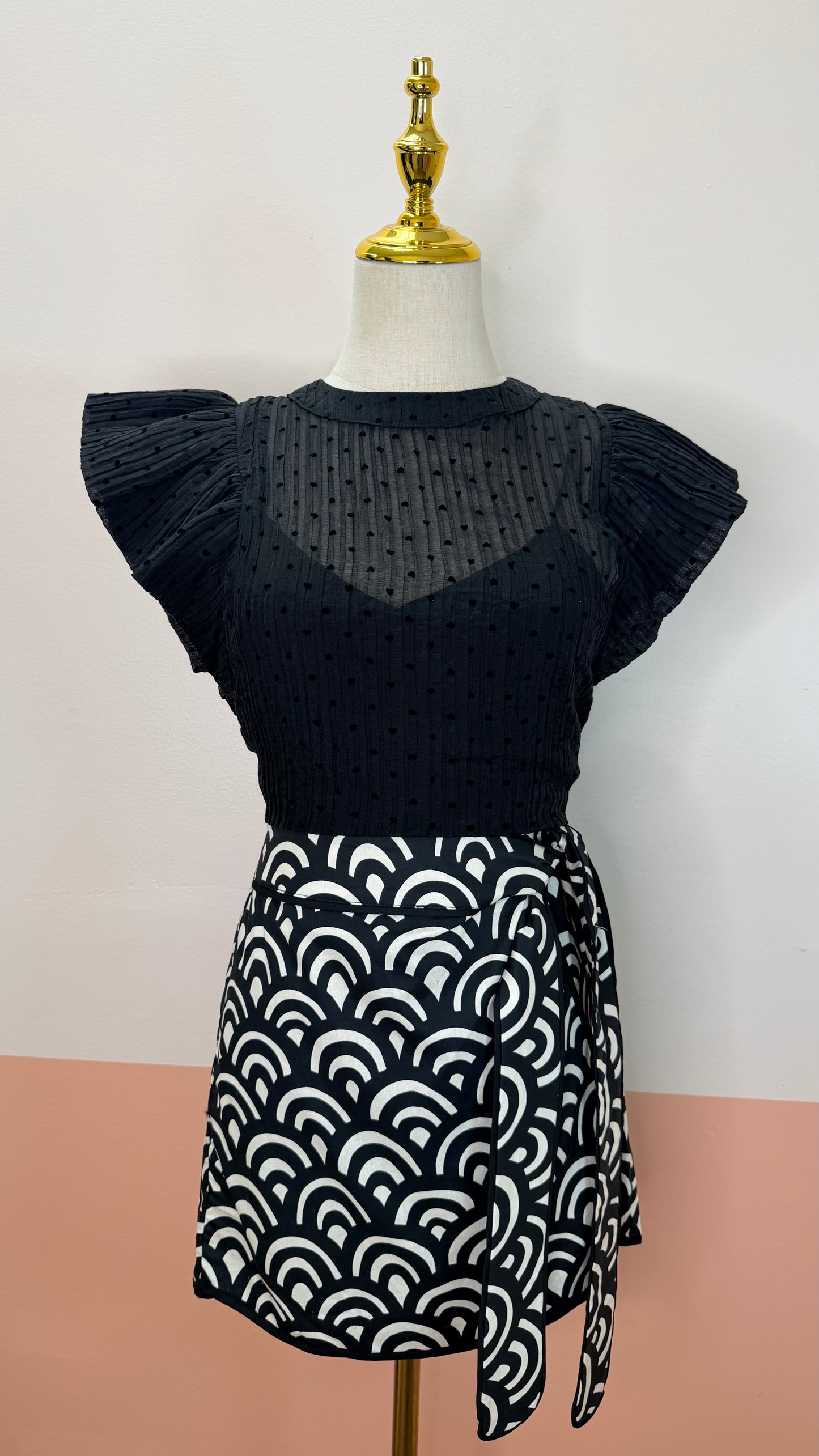Talia Midnight Top - The Spark Boutique Ophelia organza heart top with delicate ruffle details and romantic silhouette. 
