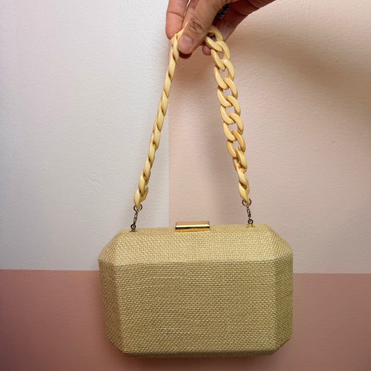 Ava Natural Material Clutch with Resin Chain Bangle