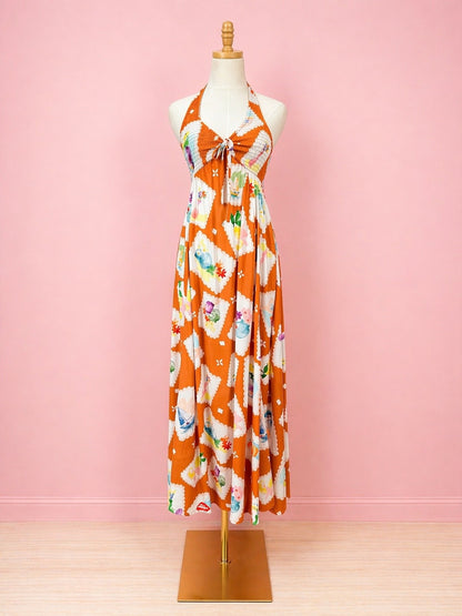 Sandra Sunshine Printed Halter Dress - The Spark Boutique