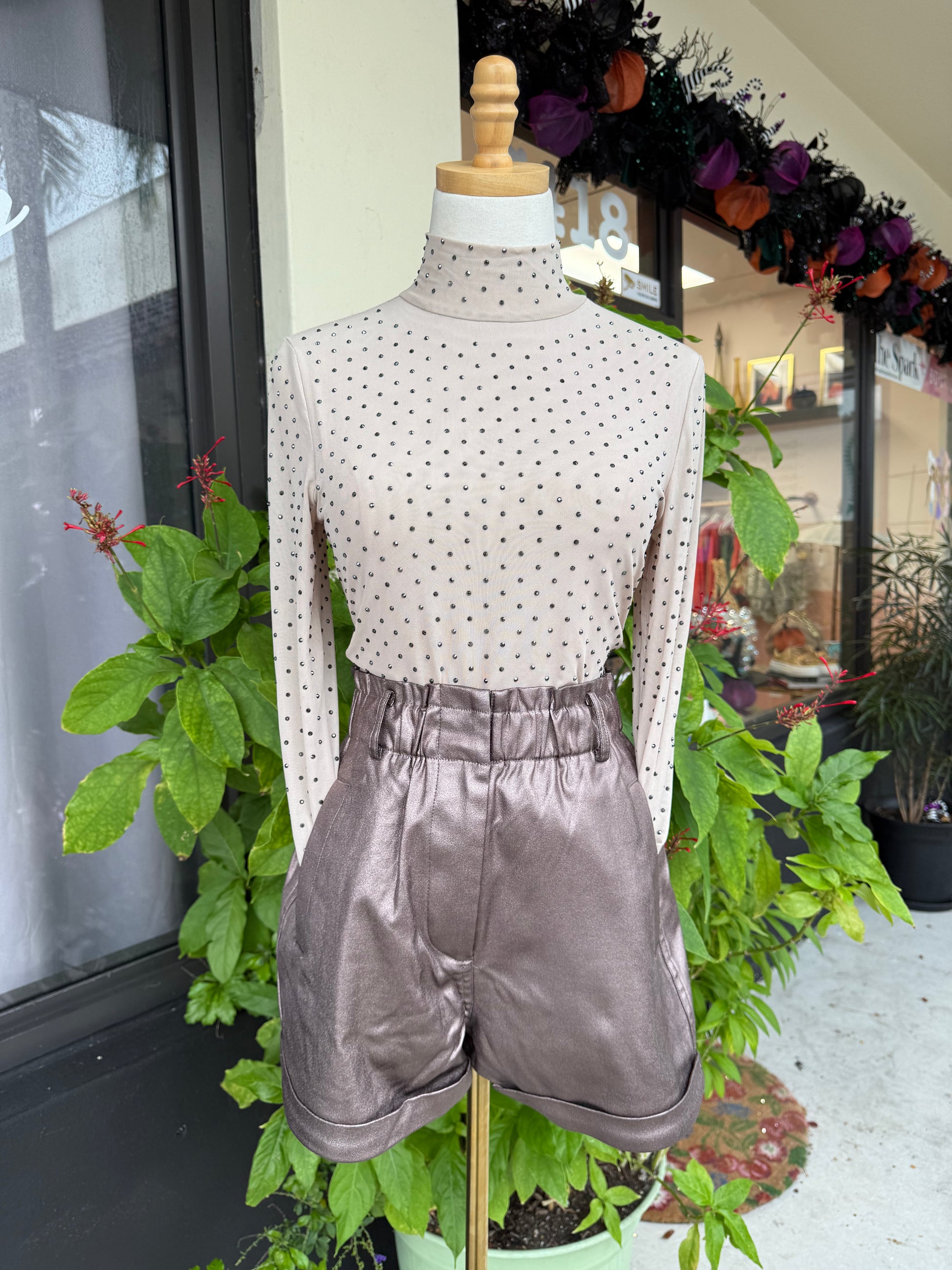 Bianca Bronze Faux Leather Shorts - The Spark Boutique