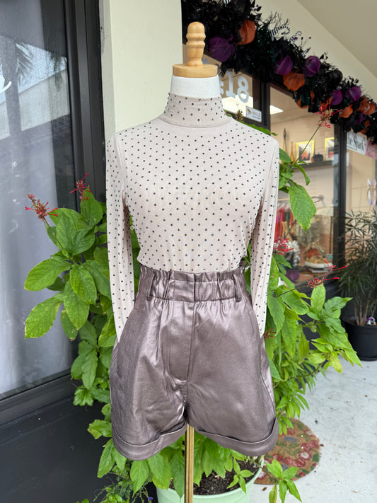 Bianca Bronze Faux Leather Shorts - The Spark Boutique