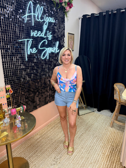 Sunset Swirl Statement Cow-Neck Tank - The Spark Boutique