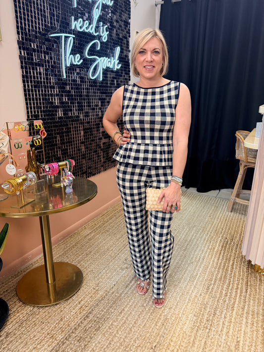 Always Classic Gingham Peplum Top - The Spark Boutique