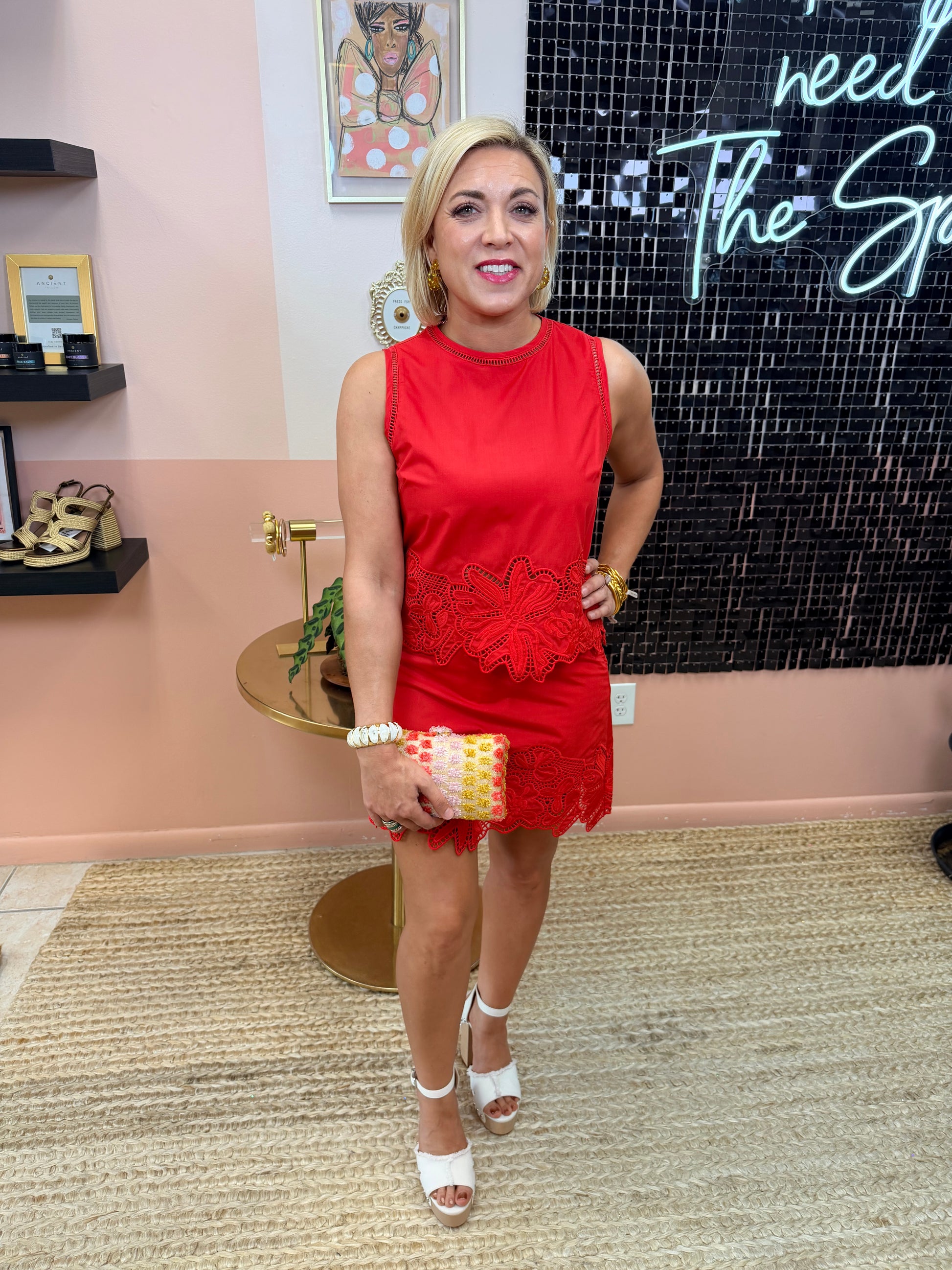 Scarlet Bloom Eyelet Top - The Spark Boutique