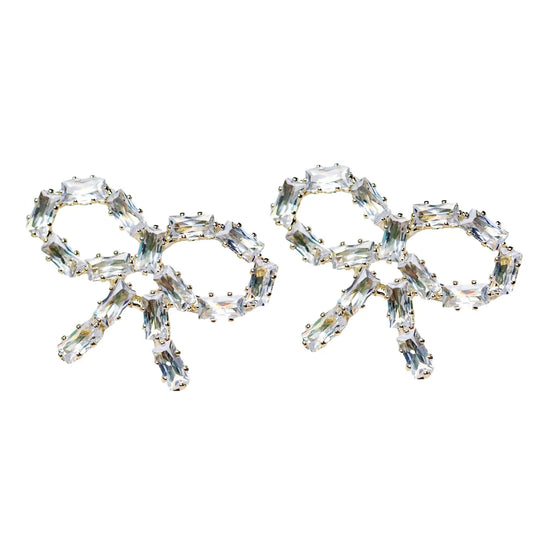 Sparkling Diamond Mini Bow Earrings - The Spark Boutique