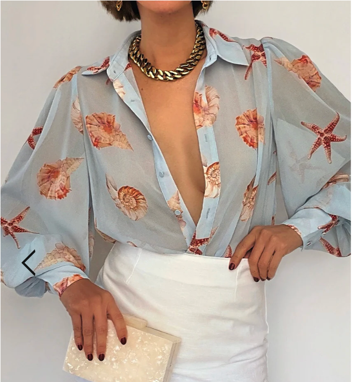 St. Barths Seashell Blouse - The Spark Boutique