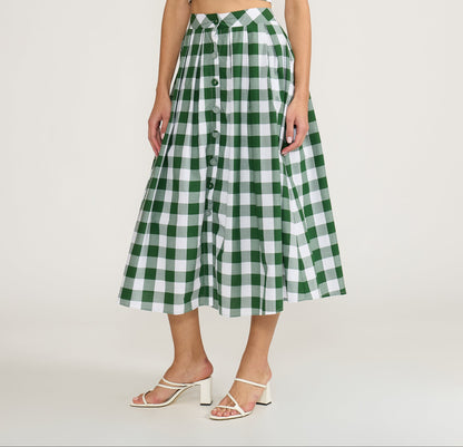 The Way He Looked At Me Gingham Maxi Skirt - The Spark Boutique