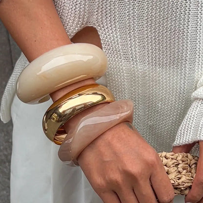 ViVie Irregular Wide Acrylic Bracelet, a staple for curated boutique fashion and chic affordable style available at your Womens Boutique West Palm Beach, FL.