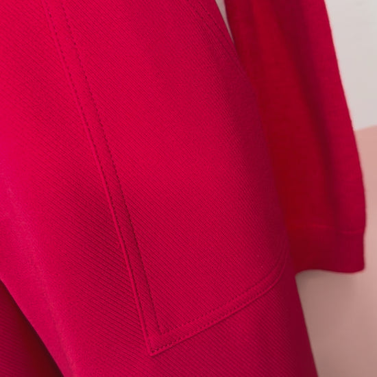 Cassie Heart Button Cardigan - The Spark Boutique Diara high-waisted ruby red wide leg pants with elegant drape